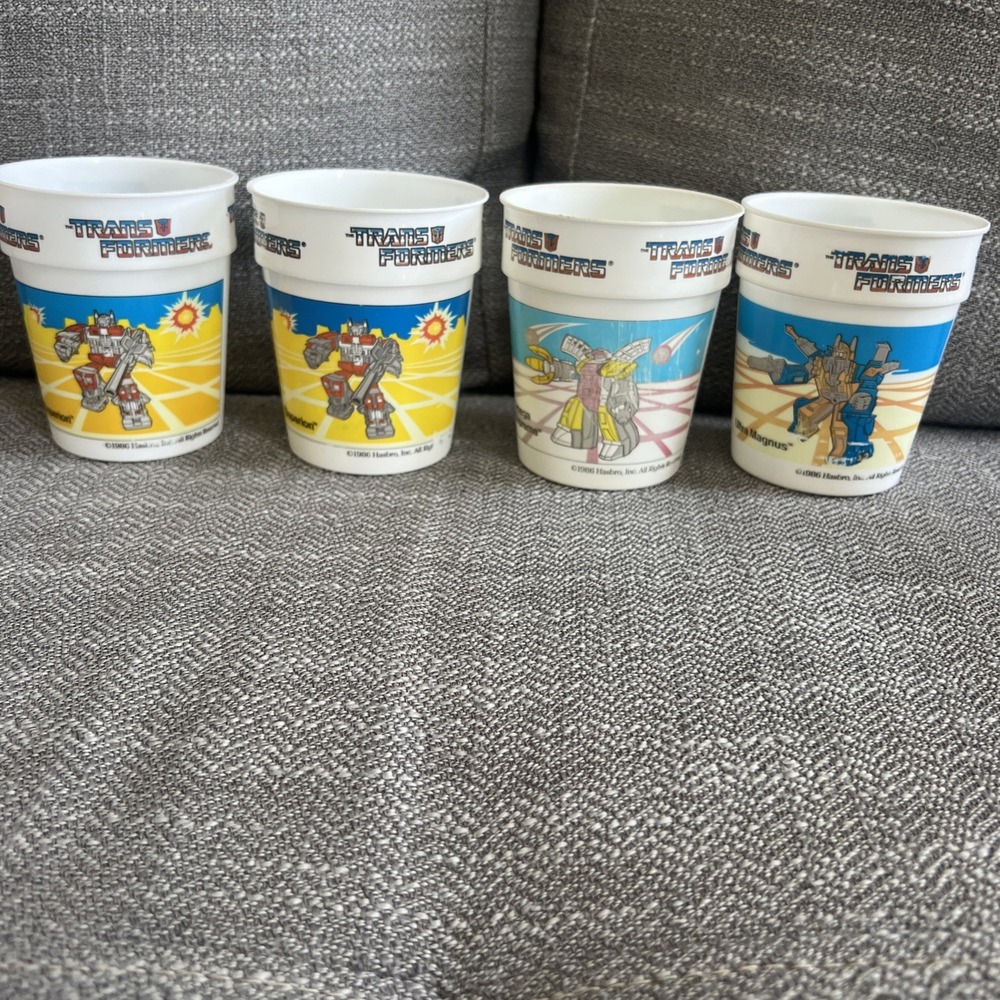 1986 Hasbro Cups Transformers Set Of 4 Preowned
